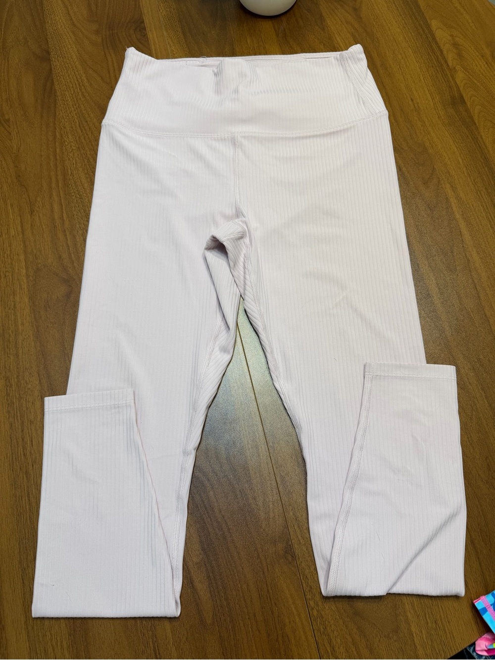 all in motion Girls' Ribbed High-Waist Leggings in Pale Pink